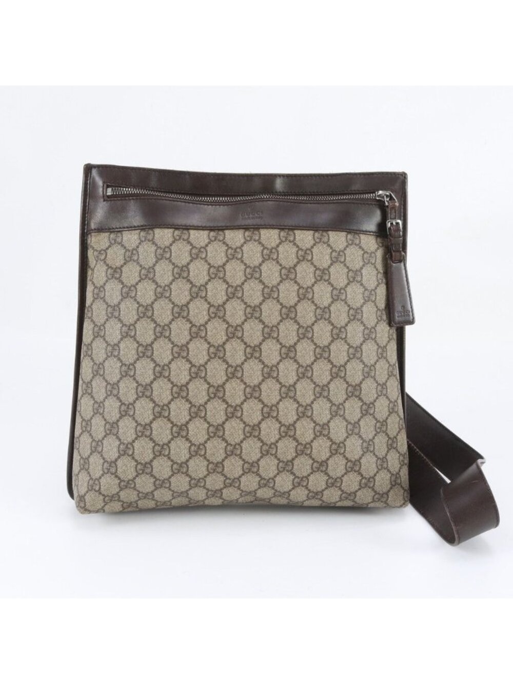 Gucci GG Supreme Leather Shoulder Bag Crossbody Messenger Brown